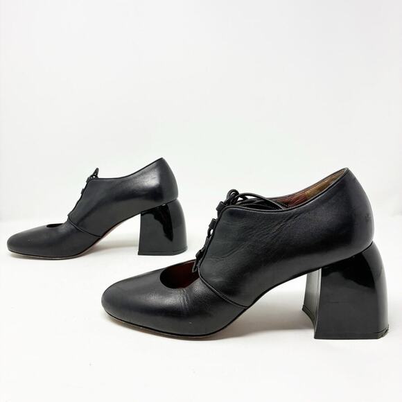 Sportmax Lace Up Mary Jane Black Block Heel 38 (8) - Picture 1 of 8